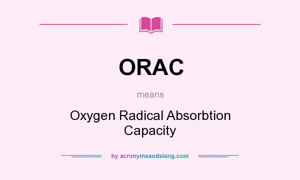 What does ORAC mean? It stands for Oxygen Radical Absorbtion Capacity