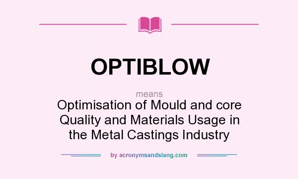 What does OPTIBLOW mean? It stands for Optimisation of Mould and core Quality and Materials Usage in the Metal Castings Industry