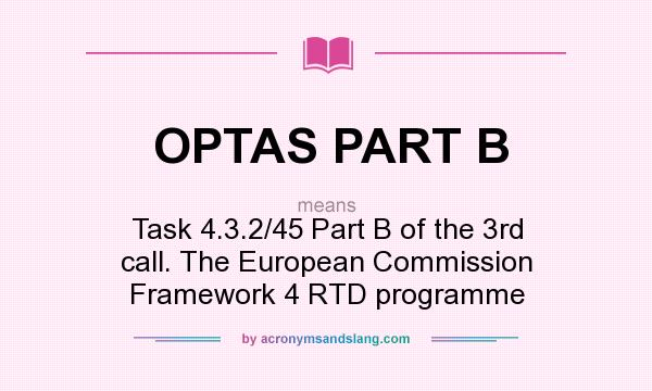 What does OPTAS PART B mean? It stands for Task 4.3.2/45 Part B of the 3rd call. The European Commission Framework 4 RTD programme