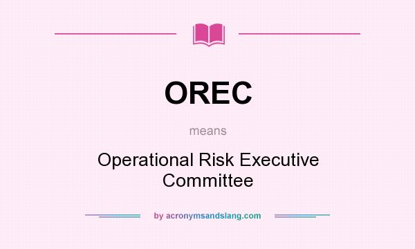 What does OREC mean? It stands for Operational Risk Executive Committee