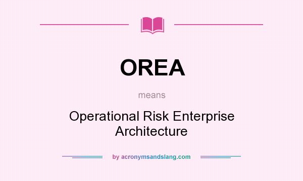 What does OREA mean? It stands for Operational Risk Enterprise Architecture