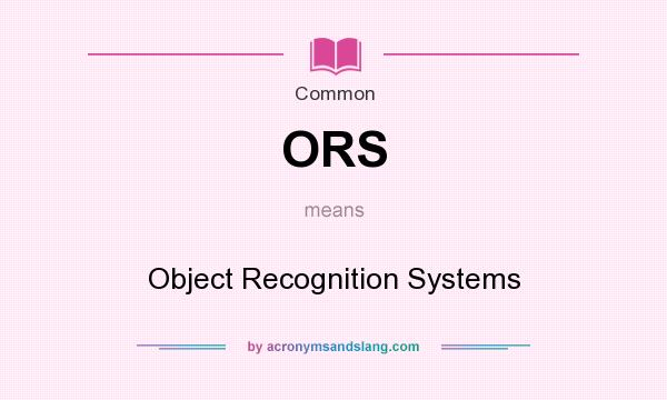 What does ORS mean? It stands for Object Recognition Systems