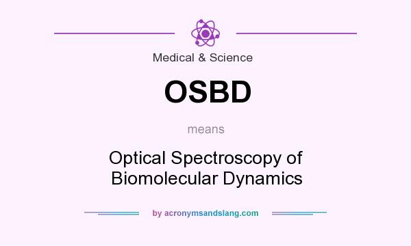 What does OSBD mean? It stands for Optical Spectroscopy of Biomolecular Dynamics