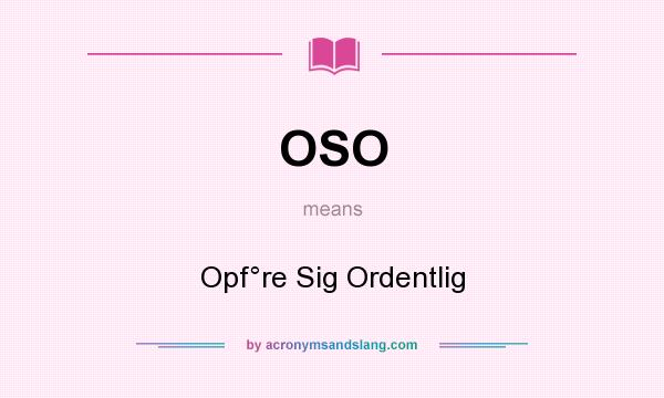 What does OSO mean? It stands for Opf°re Sig Ordentlig