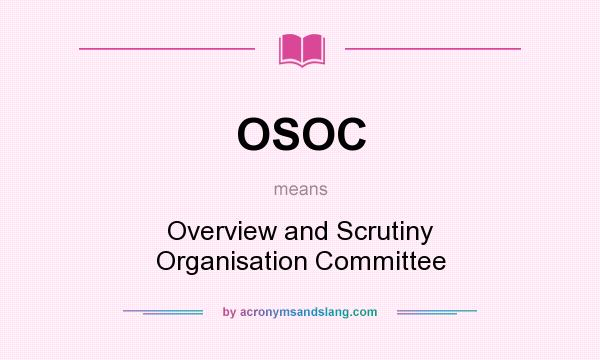 What does OSOC mean? It stands for Overview and Scrutiny Organisation Committee