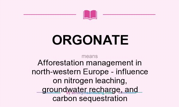 What does ORGONATE mean? It stands for Afforestation management in north-western Europe - influence on nitrogen leaching, groundwater recharge, and carbon sequestration
