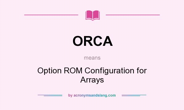 What does ORCA mean? It stands for Option ROM Configuration for Arrays