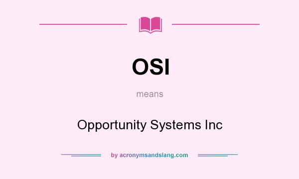 What does OSI mean? It stands for Opportunity Systems Inc