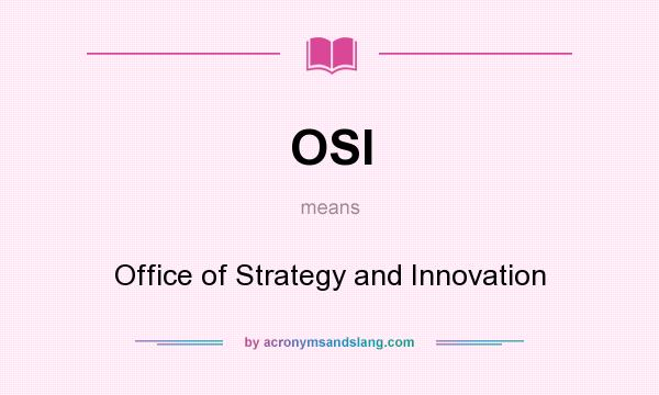What does OSI mean? It stands for Office of Strategy and Innovation