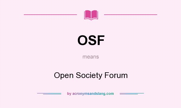 What does OSF mean? It stands for Open Society Forum