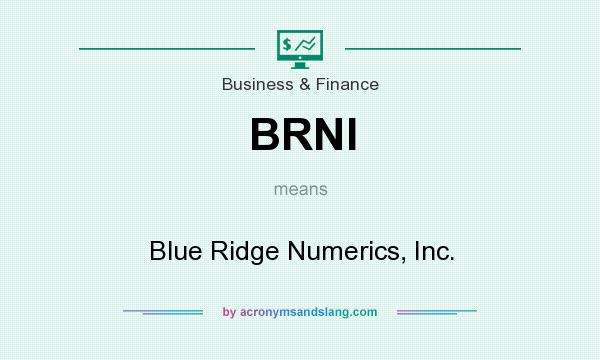 What does BRNI mean? It stands for Blue Ridge Numerics, Inc.