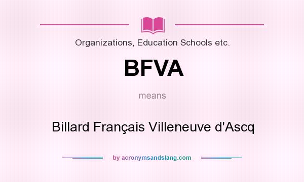 What does BFVA mean? It stands for Billard Français Villeneuve d`Ascq