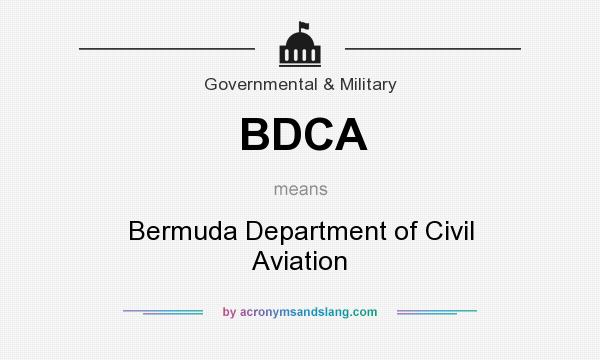 What does BDCA mean? It stands for Bermuda Department of Civil Aviation