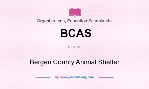 What does BCAS mean? It stands for Bergen County Animal Shelter