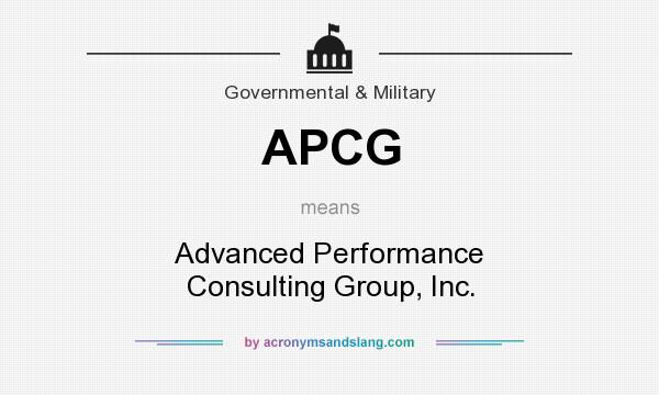 What does APCG mean? It stands for Advanced Performance Consulting Group, Inc.