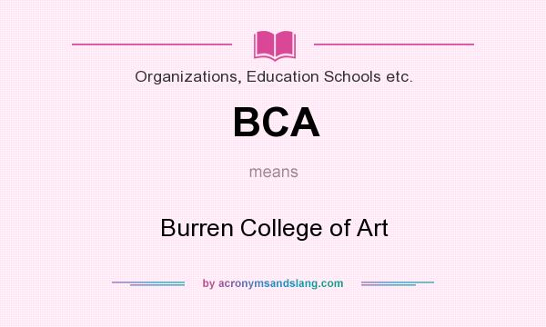 What does BCA mean? It stands for Burren College of Art