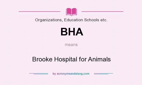 What does BHA mean? It stands for Brooke Hospital for Animals
