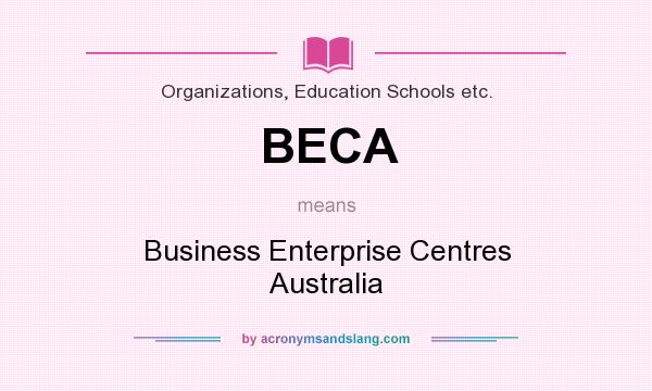 What does BECA mean? It stands for Business Enterprise Centres Australia