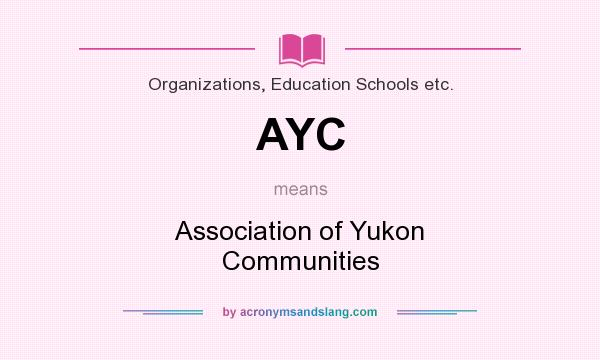 What does AYC mean? It stands for Association of Yukon Communities
