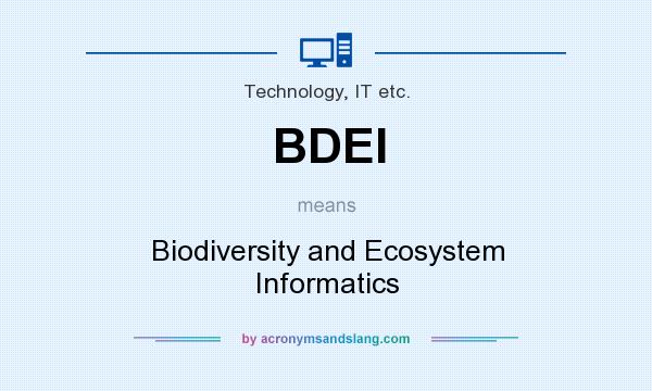 What does BDEI mean? It stands for Biodiversity and Ecosystem Informatics