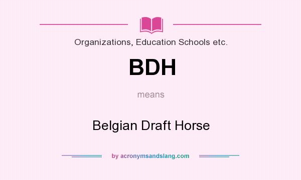 What does BDH mean? It stands for Belgian Draft Horse