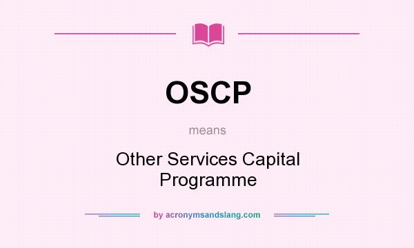 What does OSCP mean? It stands for Other Services Capital Programme
