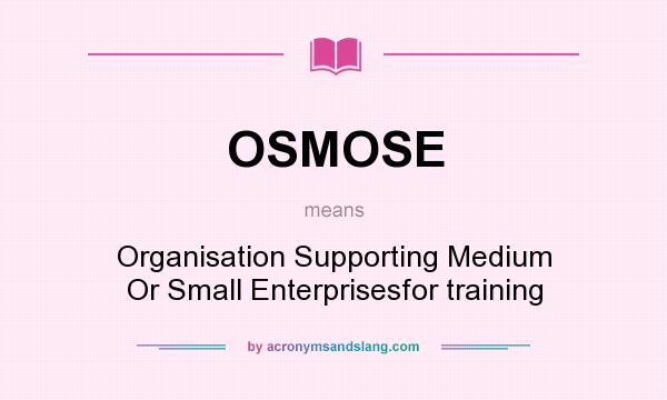 What does OSMOSE mean? It stands for Organisation Supporting Medium Or Small Enterprisesfor training