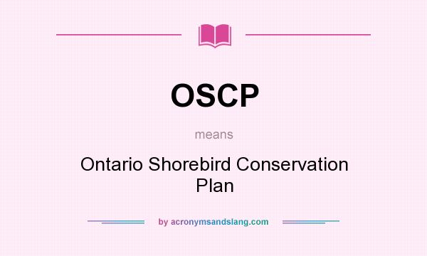 What does OSCP mean? It stands for Ontario Shorebird Conservation Plan