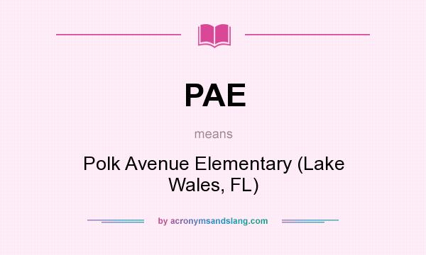 What does PAE mean? It stands for Polk Avenue Elementary (Lake Wales, FL)