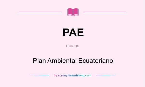 What does PAE mean? It stands for Plan Ambiental Ecuatoriano