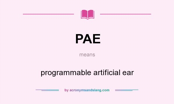 What does PAE mean? It stands for programmable artificial ear