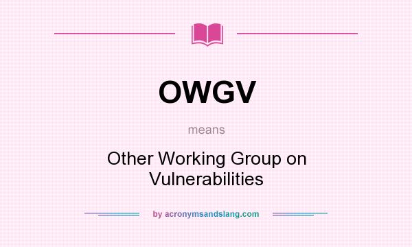 What does OWGV mean? It stands for Other Working Group on Vulnerabilities
