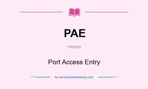 What does PAE mean? It stands for Port Access Entry