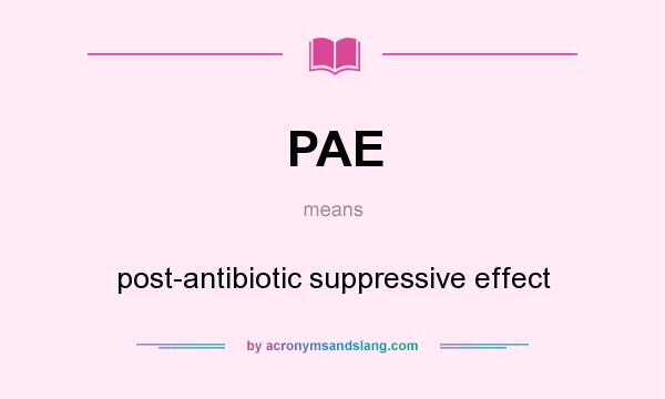 What does PAE mean? It stands for post-antibiotic suppressive effect