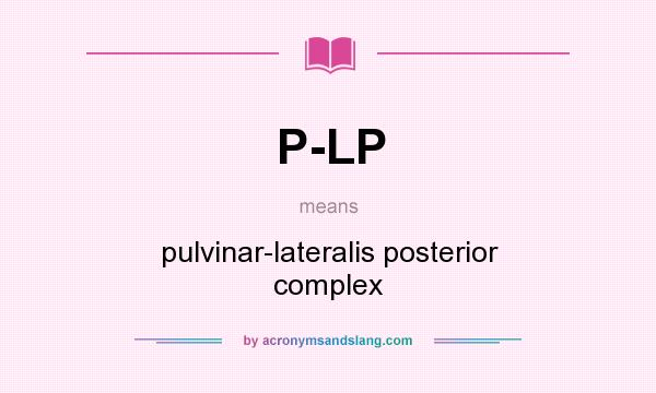 What does P-LP mean? It stands for pulvinar-lateralis posterior complex