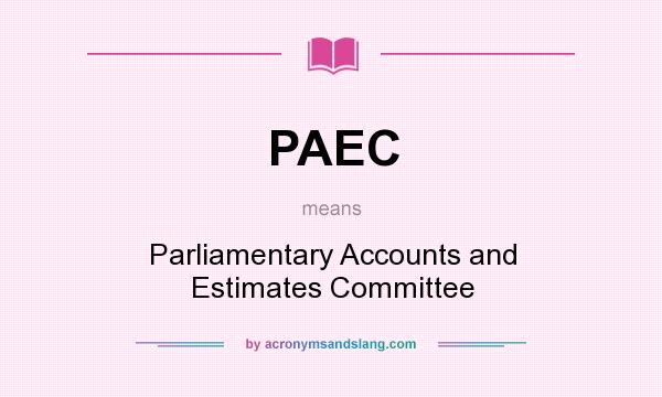 What does PAEC mean? It stands for Parliamentary Accounts and Estimates Committee