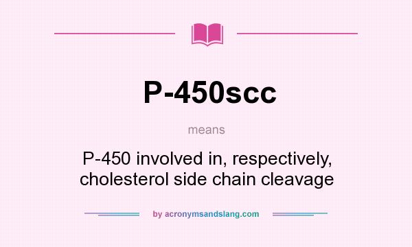 What does P-450scc mean? It stands for P-450 involved in, respectively, cholesterol side chain cleavage