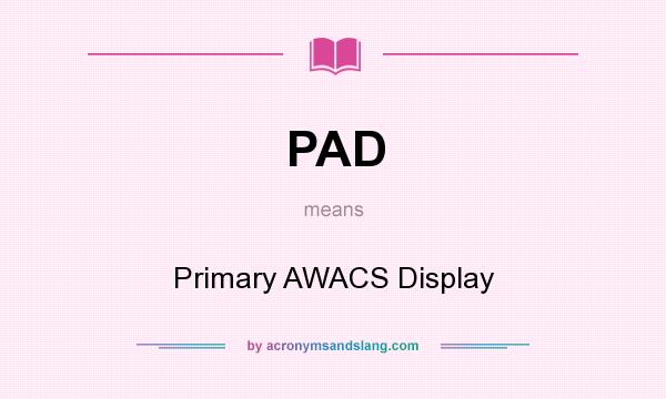 What does PAD mean? It stands for Primary AWACS Display