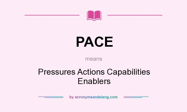 What does PACE mean? It stands for Pressures Actions Capabilities Enablers