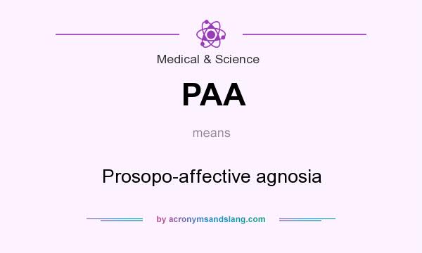 What does PAA mean? It stands for Prosopo-affective agnosia
