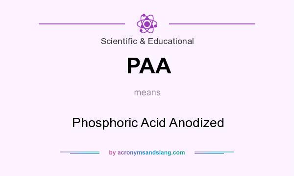 What does PAA mean? It stands for Phosphoric Acid Anodized