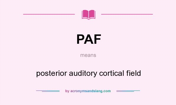 What does PAF mean? It stands for posterior auditory cortical field