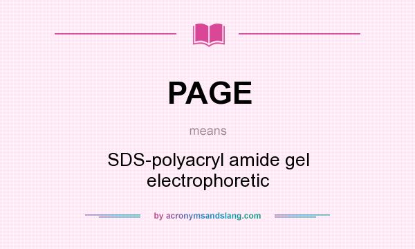 What does PAGE mean? It stands for SDS-polyacryl amide gel electrophoretic