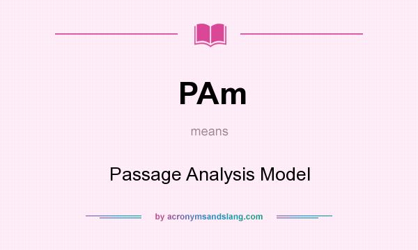 What does PAm mean? It stands for Passage Analysis Model