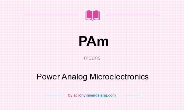 What does PAm mean? It stands for Power Analog Microelectronics
