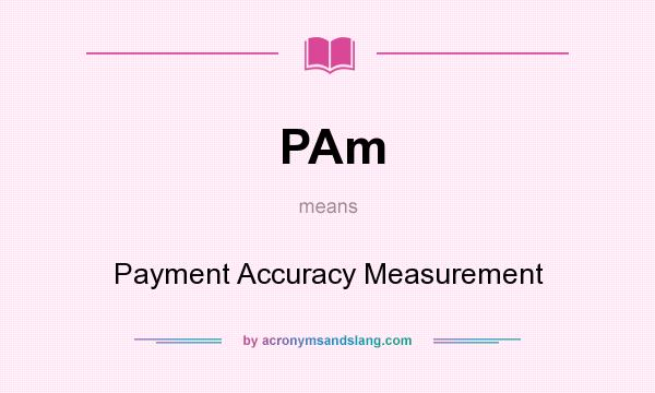 What does PAm mean? It stands for Payment Accuracy Measurement