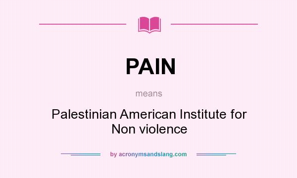 What does PAIN mean? It stands for Palestinian American Institute for Non violence