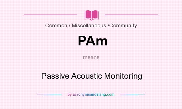 What does PAm mean? It stands for Passive Acoustic Monitoring