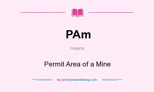 What does PAm mean? It stands for Permit Area of a Mine