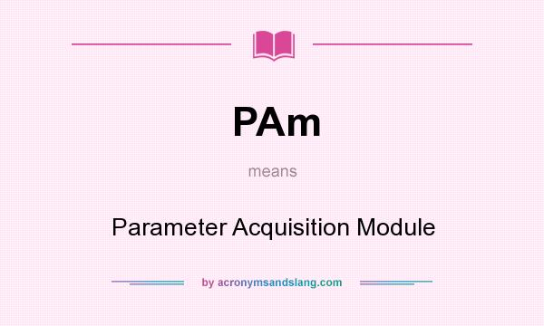 What does PAm mean? It stands for Parameter Acquisition Module